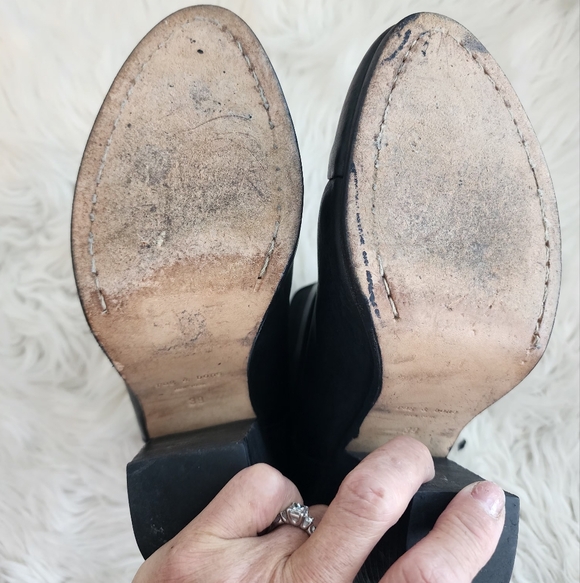 RAG & BONE HARROW LEATHER HEEL BOOTIES ROUND TOE BLACK SZ 39/8.5 - Picture 10 of 14